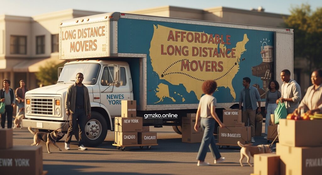 Affordable long distance movers near me loading furniture into a moving truck for interstate relocation